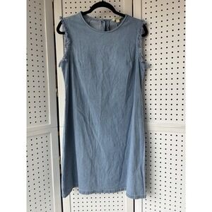 Hope & Harlow Light Denim Jumper Dress Size 2 Raw Hem Sleeveless